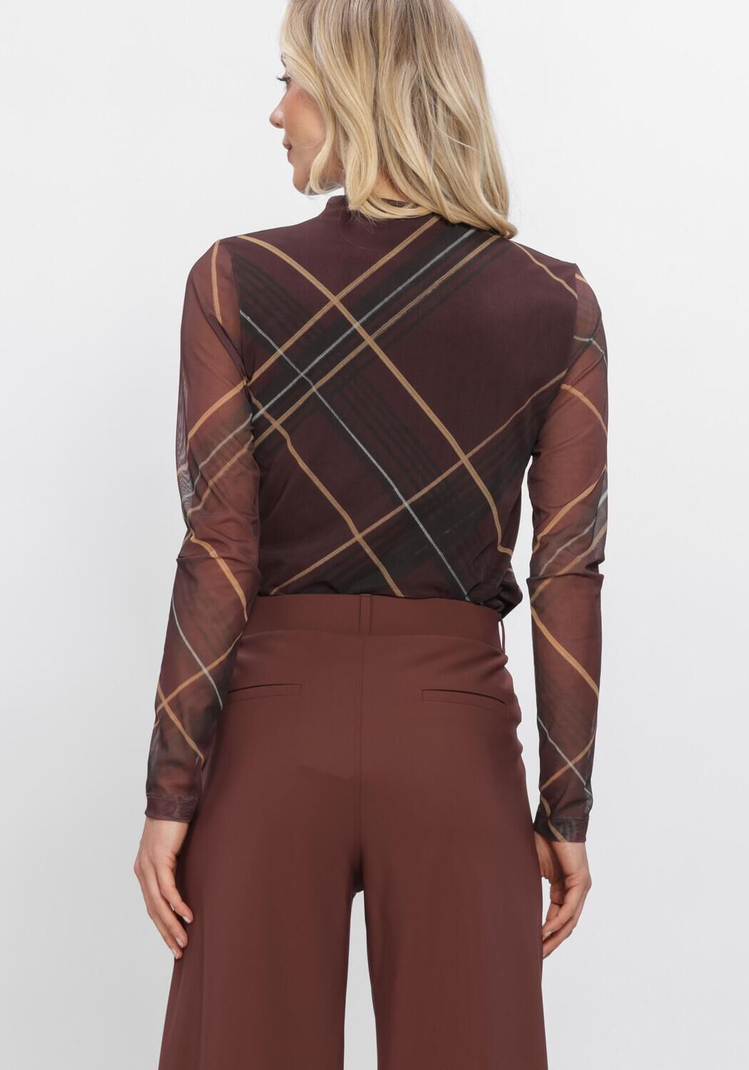 Bordeaux STUDIO ANNELOES Top Rachel check mesh top - large