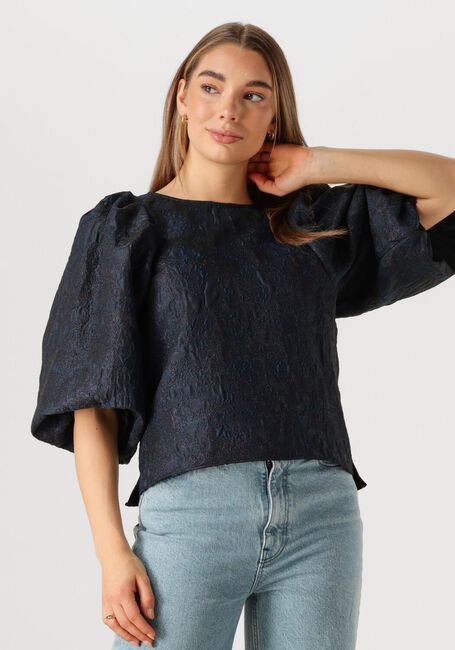 Donkerblauwe BY-BAR  ZASU JAQUARD BLOUSE - large