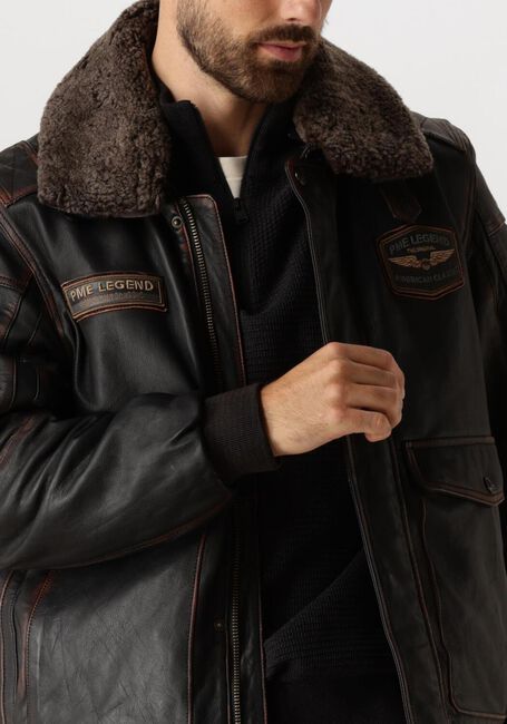 PME LEGEND Jack FLIGHT JACKET SNOWPROP SHEEP VEG RUBB-OFF en marron - large