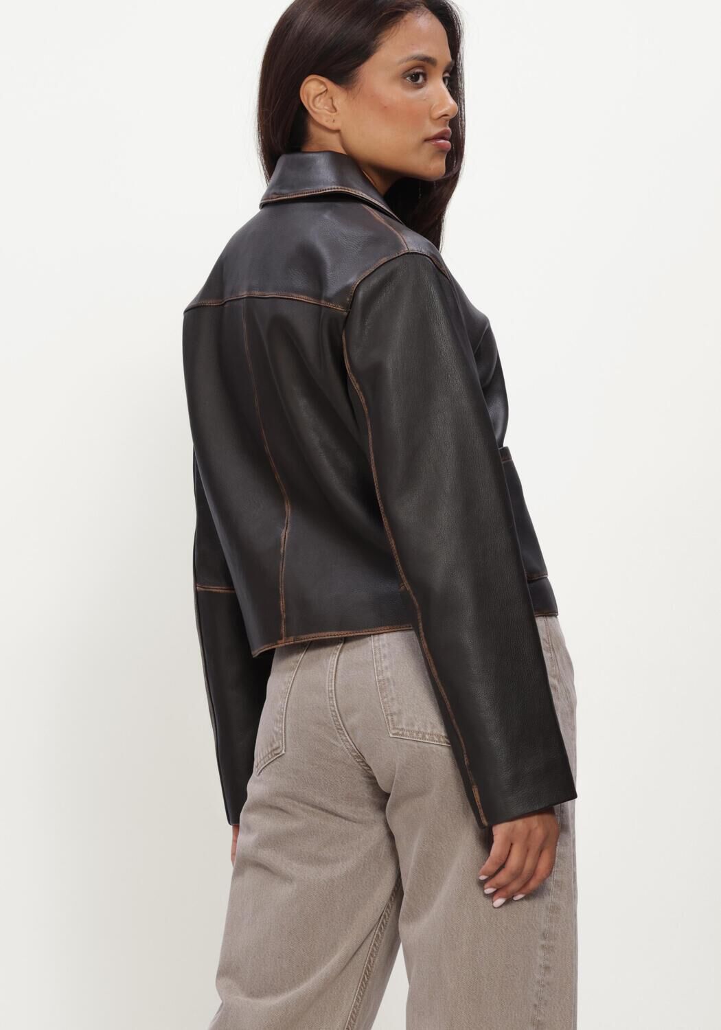 STUDIO AR Veste en cuir MARLEY SHEEP VINTAGE en marron - large