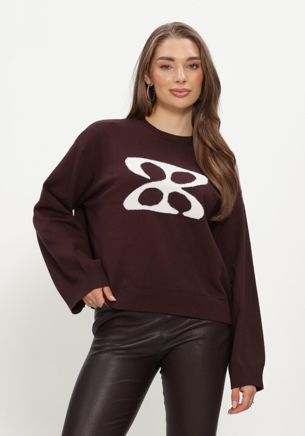 STUDIO AR JOANNA VISCOSE BLEND KNIT Pulls & Gilets en marron - large