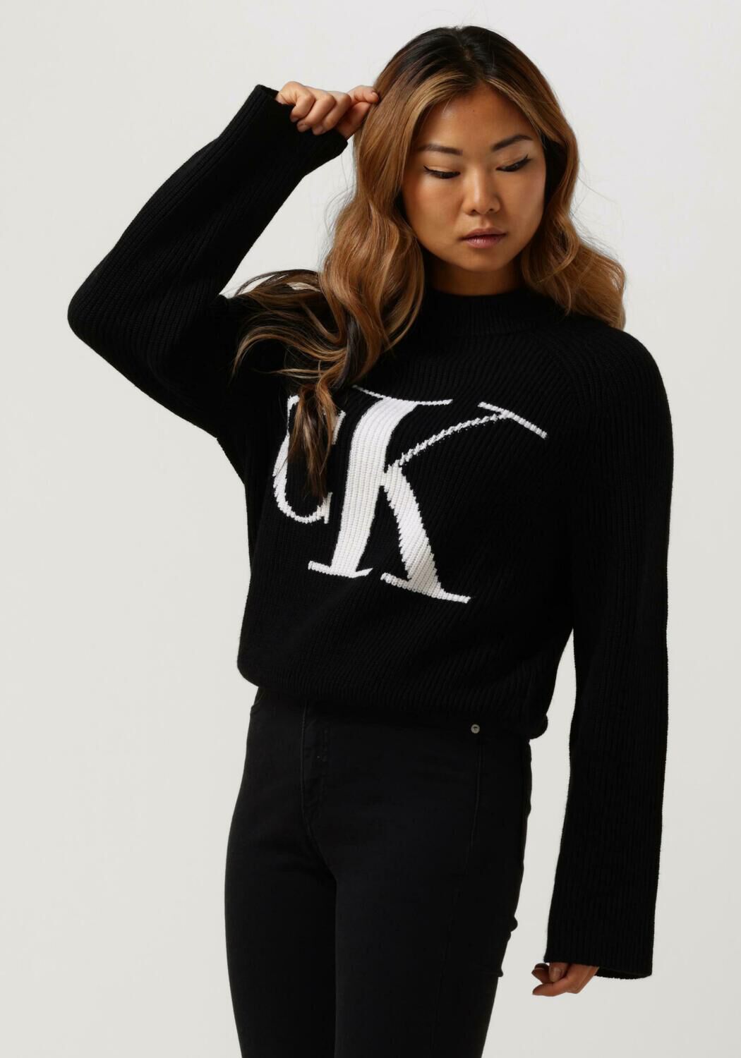 Zwarte CALVIN KLEIN Trui BLOWN UP CK HIGH NECK SWEATER Omoda