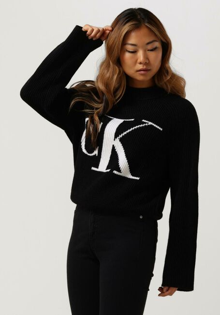 Zwarte CALVIN KLEIN Trui BLOWN UP CK HIGH NECK SWEATER - large