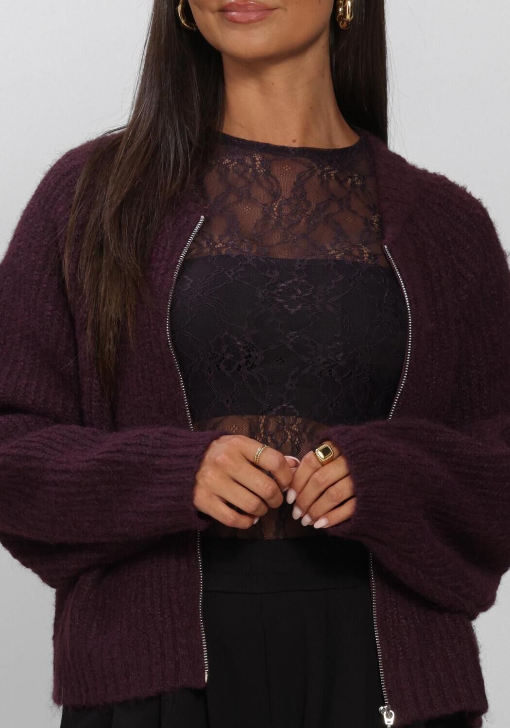 Bordeaux EDITED Vest RANI BOMBER CARDIGAN - large