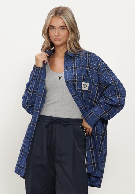 ALIX THE LABEL LADIES WOVEN STUDDED CHECK BLOUSE DRESS Blouses Bleu fonc&eacute; - large
