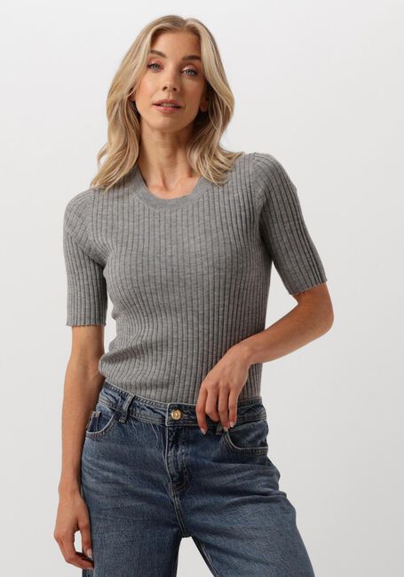 MOS MOSH T-shirt RELENA RIB SS CREW NECK KNIT en gris - large