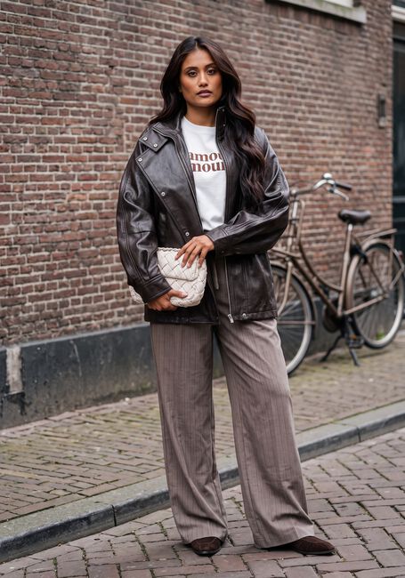 Taupe GRACE & MILA Wijde broek TROUSER - large