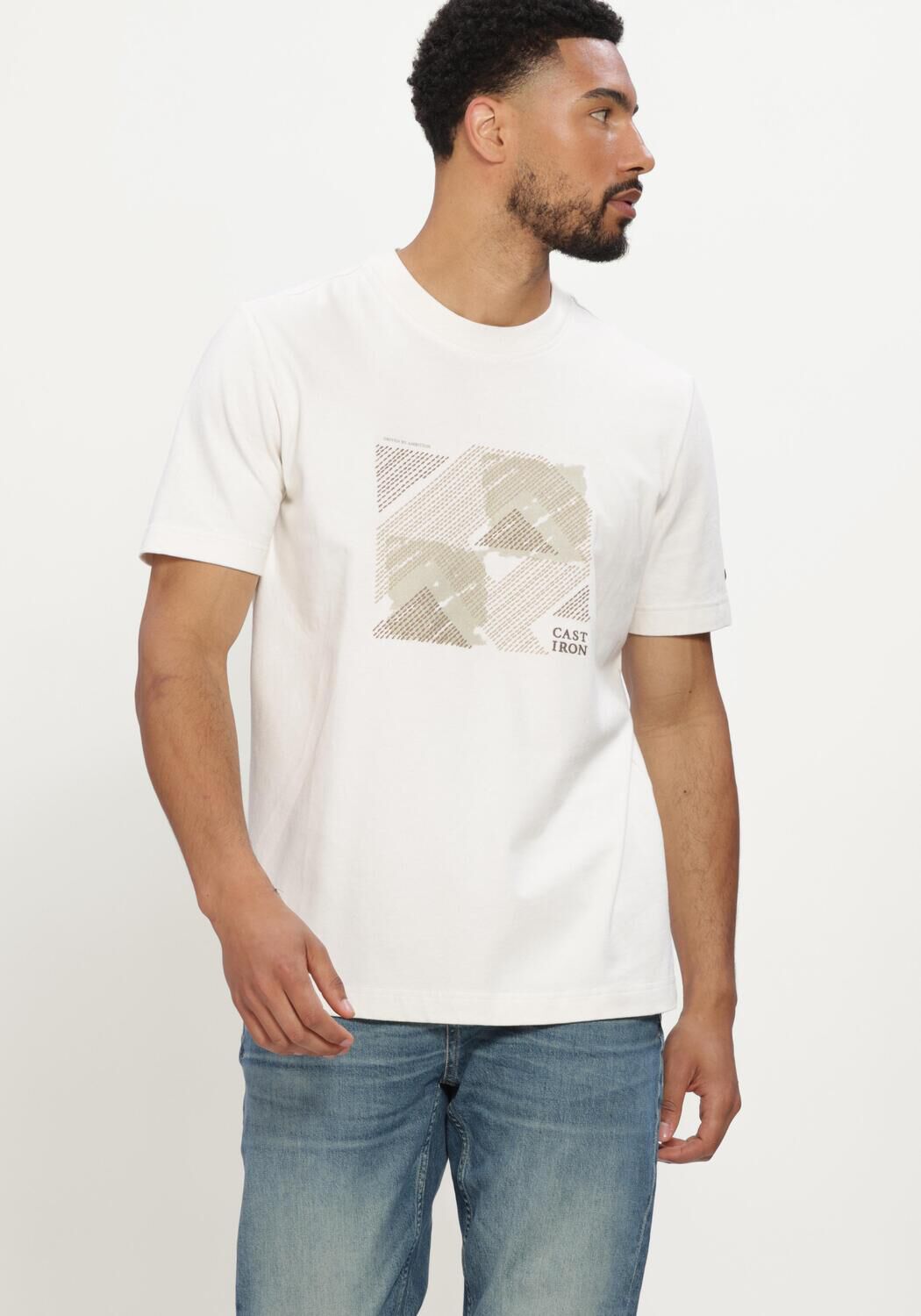 CAST IRON T-shirt SHORT SLEEVE R-NECK REGULAR FIT PEACHED JERSEY Blanc - large