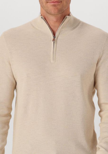 PROFUOMO Pull PULLOVER HALF ZIP TWINKLE SLUB en beige - large