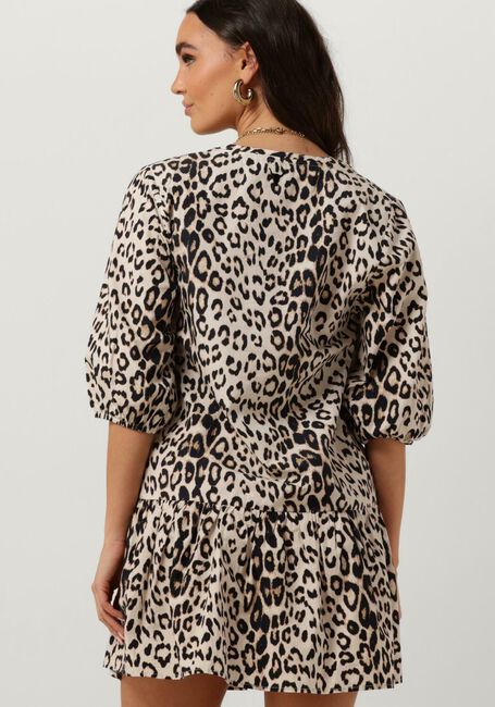 Bruine ALIX THE LABEL Mini jurk LADIES WOVEN LEOPARD CRISPY BABYDOLL DRESS - large