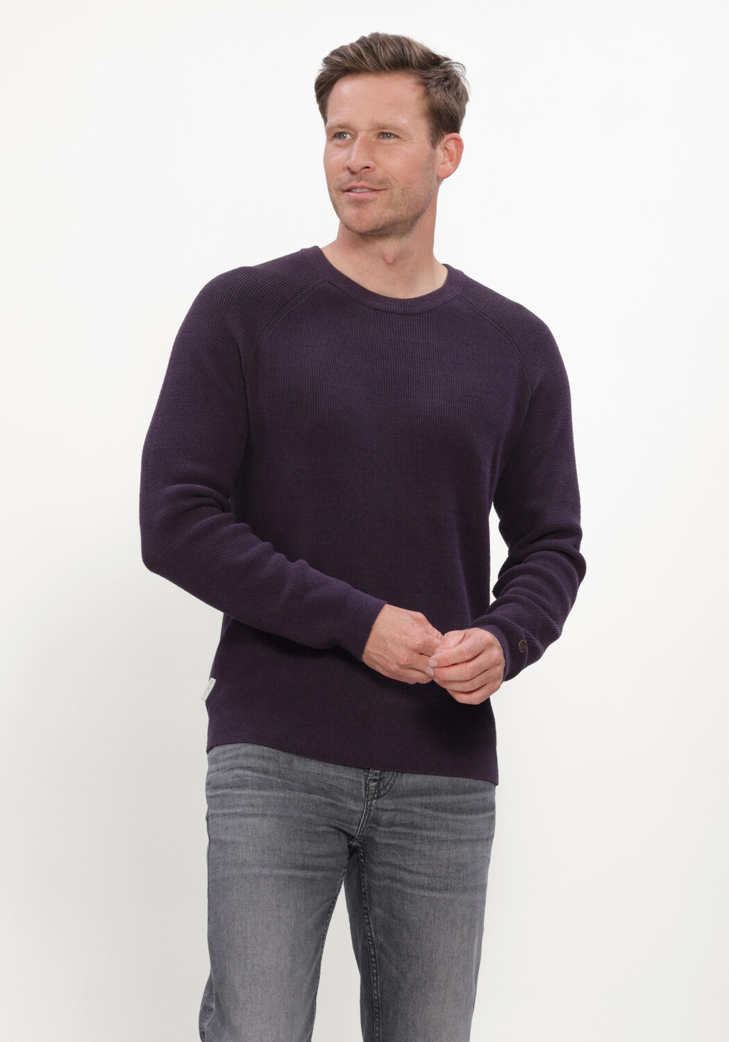 Paarse CAST IRON Trui CREWNECK REGULAR FIT SOFT BLEND - large