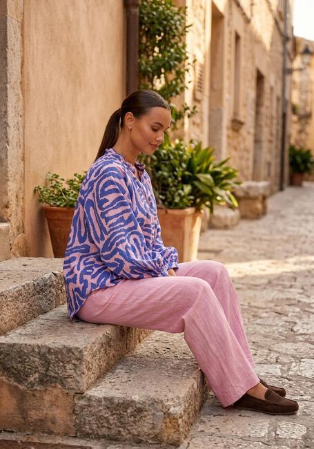 Multi POM AMSTERDAM  BLOUSE WAVES PINK LINEN - large
