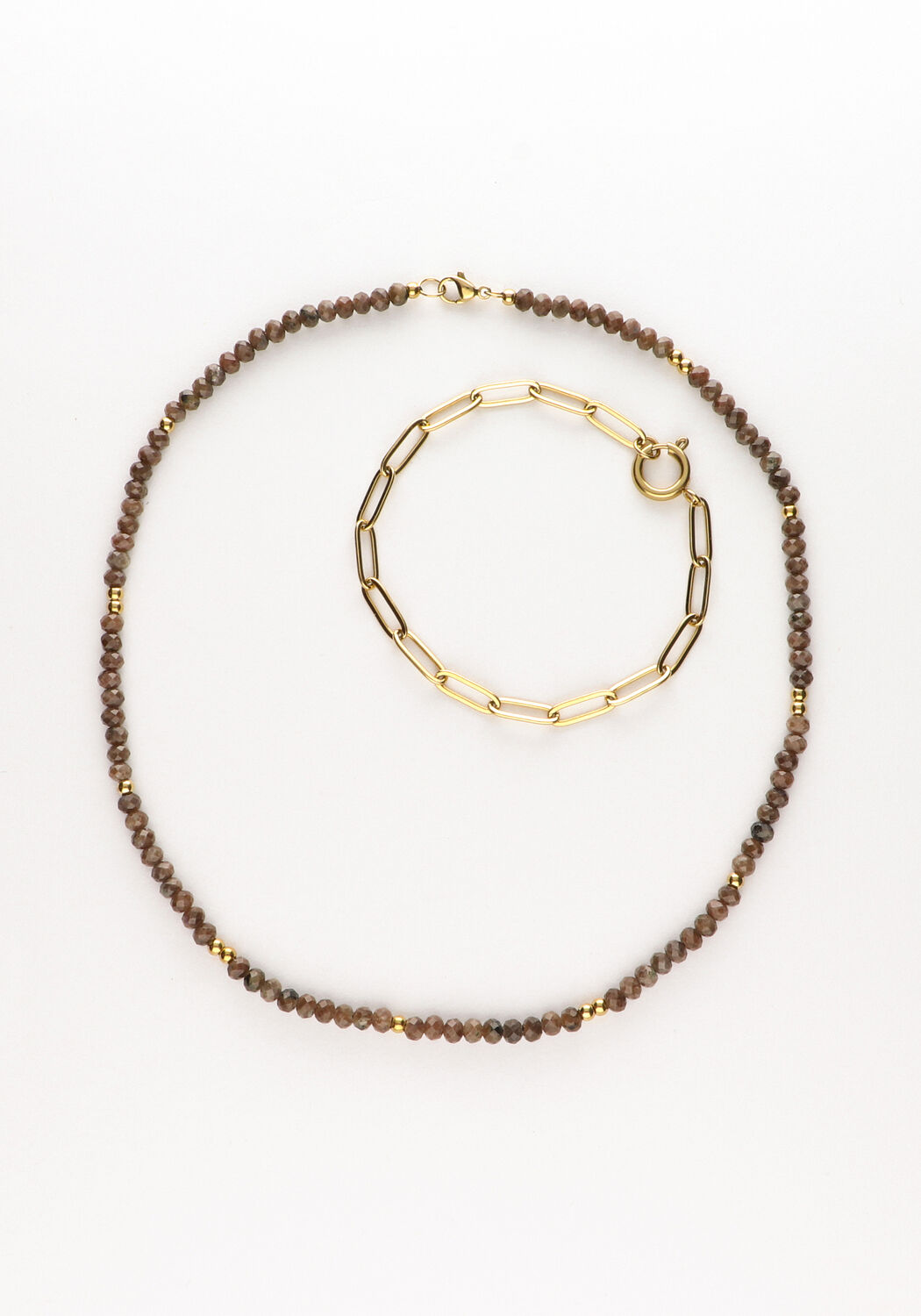 NOTRE-V Colliers KETTING/ARMBAND COMBINATIE en marron