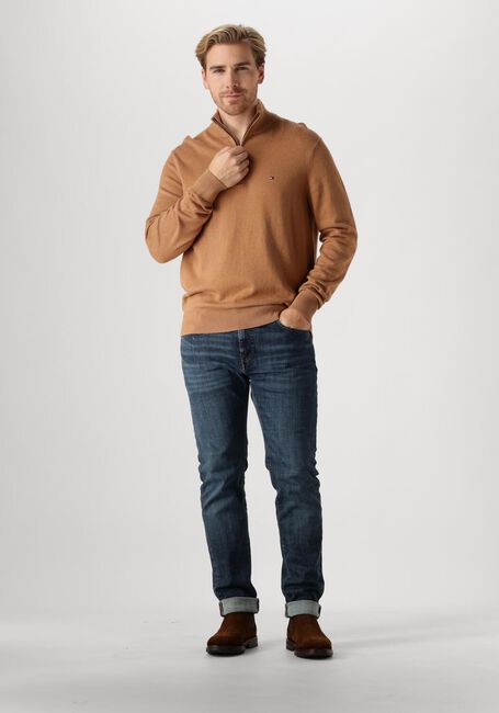 TOMMY HILFIGER Pull PIMA ORG CTN CASHMERE ZIP MOCK en camel - large