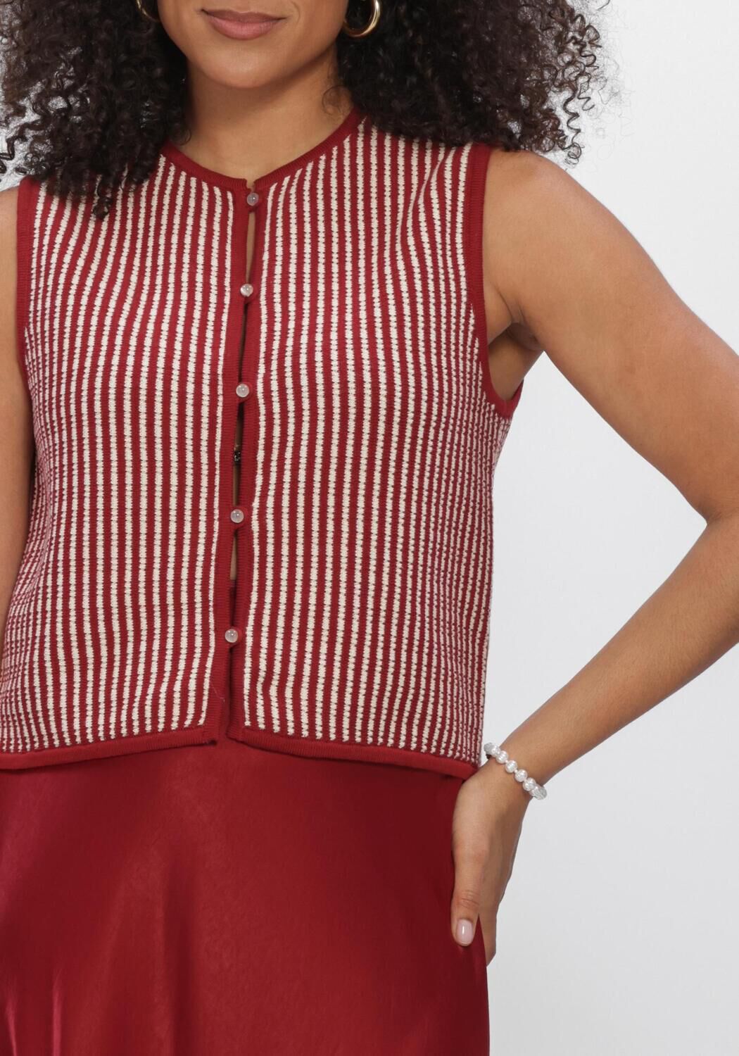 MSCH COPENHAGEN Gilet MSCHPRISCILLA VEST STP Bordeaux - large