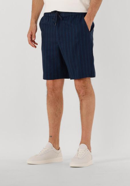 Donkerblauwe SHIWI Korte broek MEN LEWIS LINEN SHORTS YAM DYE STRIPES - large
