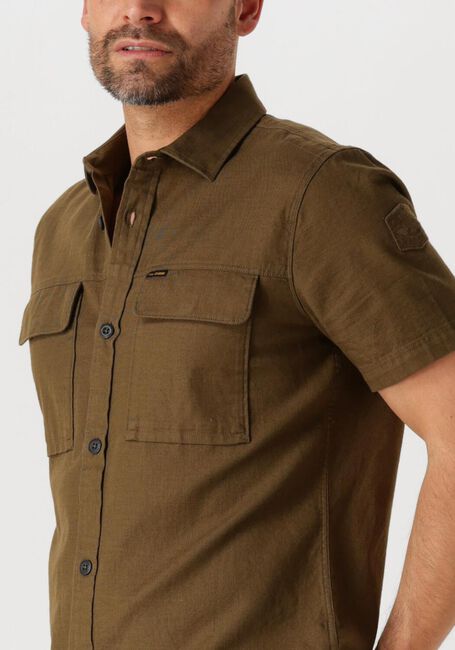 Donkergroene PME LEGEND Casual overhemd SHORT SLEEVE SHIRT SLUB COTTON - large