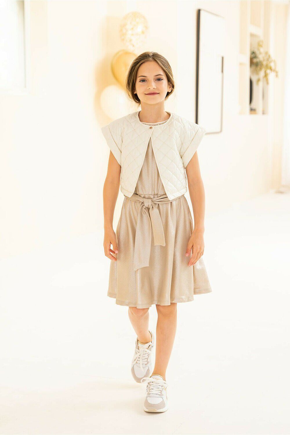 Gouden LIKE FLO Mini jurk METALLIC CREPE DRESS - large