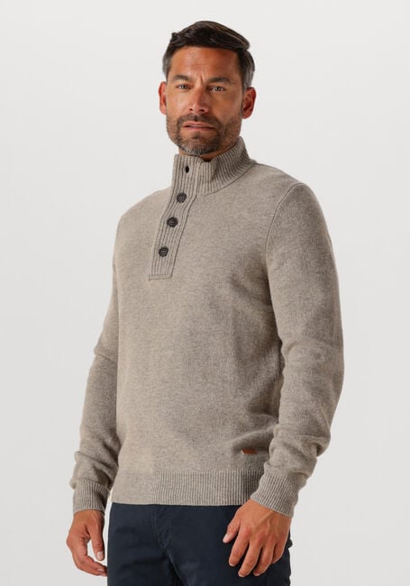 Beige BARBOUR Trui ESSENTIAL PATCH HALF ZIP KNITTED JUMPER - large