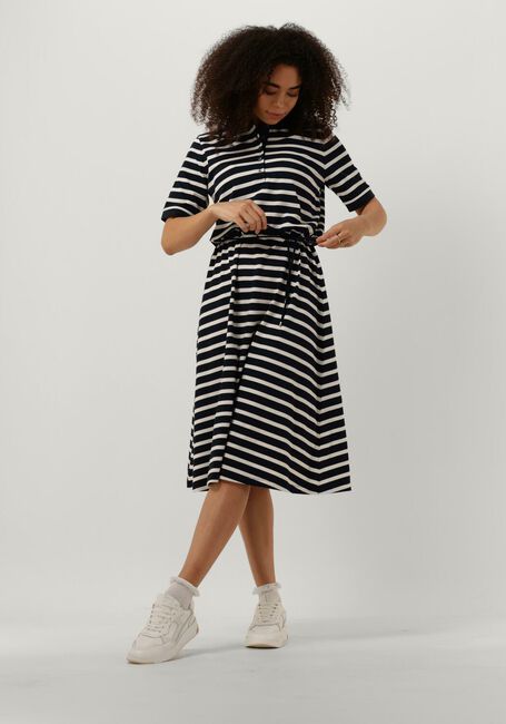 Blauwe TOMMY HILFIGER Midi jurk RLX F+F STRIPE POLO RS 1/2SLV - large