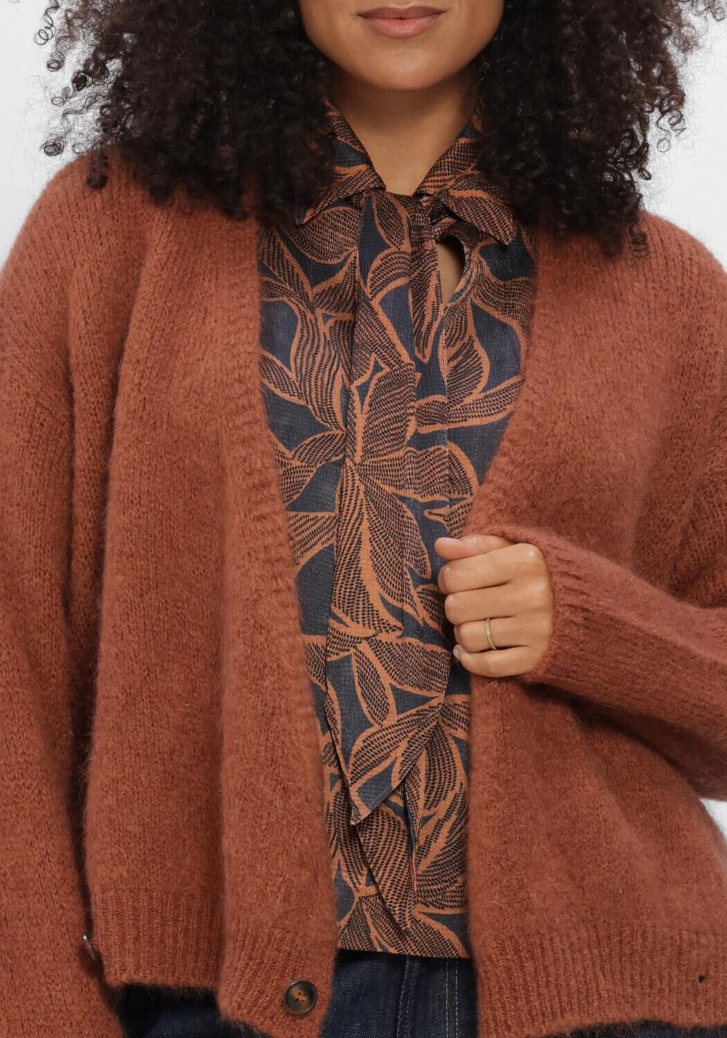 SUMMUM Gilet WRAP CARDIGAN MOHAIR WOOL BLEND KNIT en marron - large