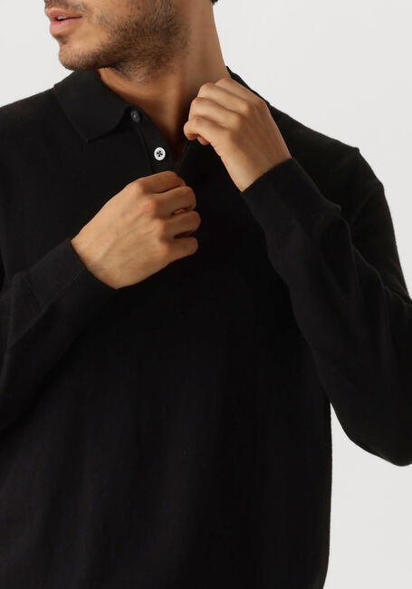 LYLE & SCOTT Pull COTTON MERINO LONG SLEEVE KNITTED POLO en noir - large