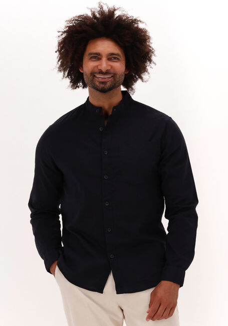 Donkerblauwe ANERKJENDT Casual overhemd AKLUKAS LINEN SHIRT - large