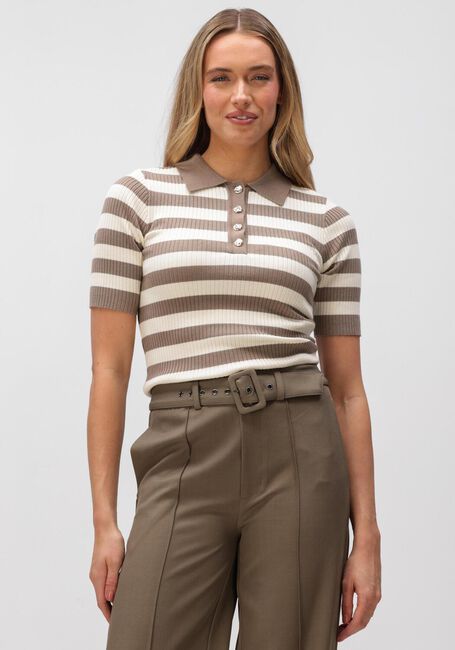 CO'COUTURE Pull BONNY STRIPE S/S POLO KNIT en marron - large