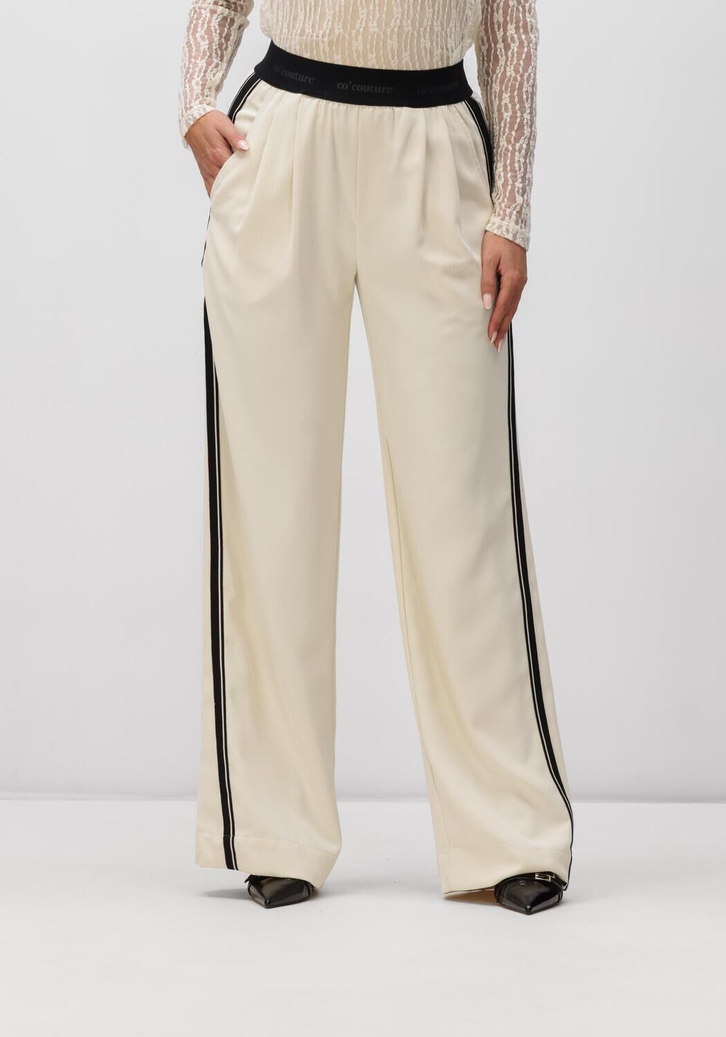 CO'COUTURE Pantalon large AMINA SPLIT LL PANEL Cr&egrave;me - large