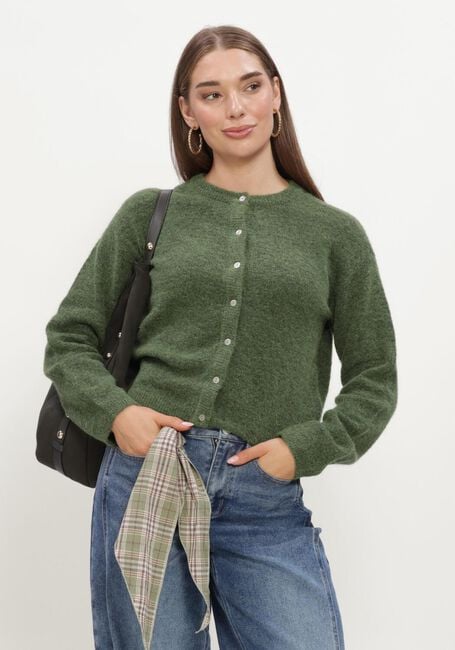 Groene OBJECT Vest OBJAGATE L/S RE KNIT CARDIGAN NOOS - large