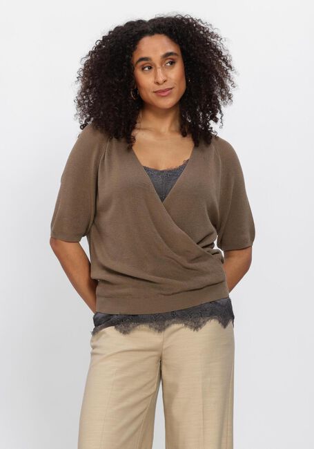 Bruine ANOTHER LABEL Truien/vesten ALLINI KNITTED PULL S/S/ - large