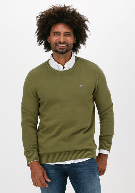 Olijf TOMMY JEANS Trui TJM ESSENTIAL CREW NECK SWEATE - large