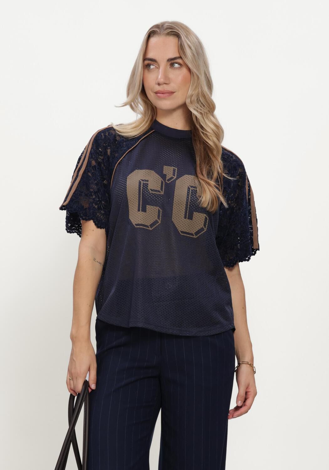 CO'COUTURE Maillots de sport REENACC LOGO LACE TEE Bleu fonc&eacute; - large