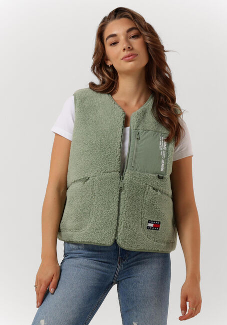 Groene TOMMY JEANS Bodywarmer TJW REVERSIBLE SHERPA VEST - large