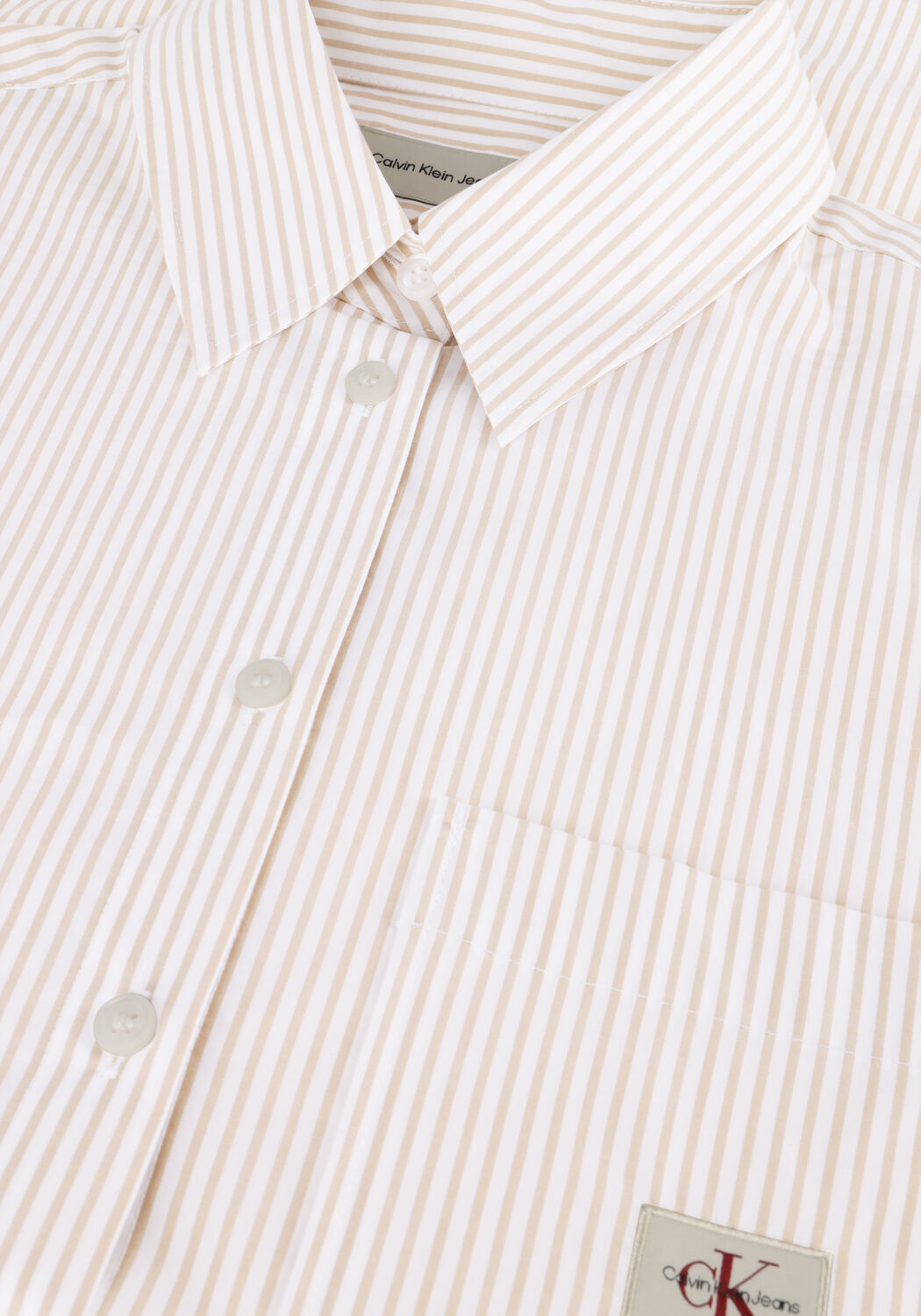 Ecru CALVIN KLEIN  WOVEN LABEL RELAXED SHIRT - large