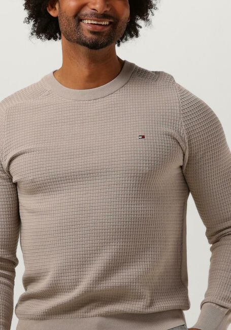 Beige TOMMY HILFIGER Trui SPRING GRID STRUCTURED CREW NECK - large