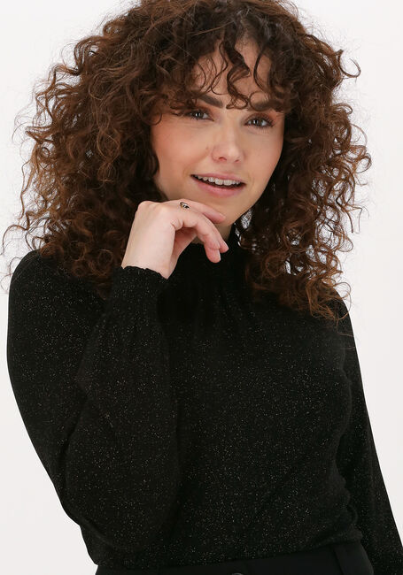 Zwarte JANSEN AMSTERDAM Top TOP WITH SMOCK DETAIL - large