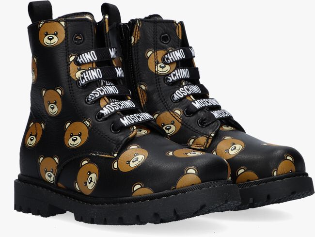 MOSCHINO BOOTIE ALL-OVER TEDDY BEAR Bottines à lacets en noir - large