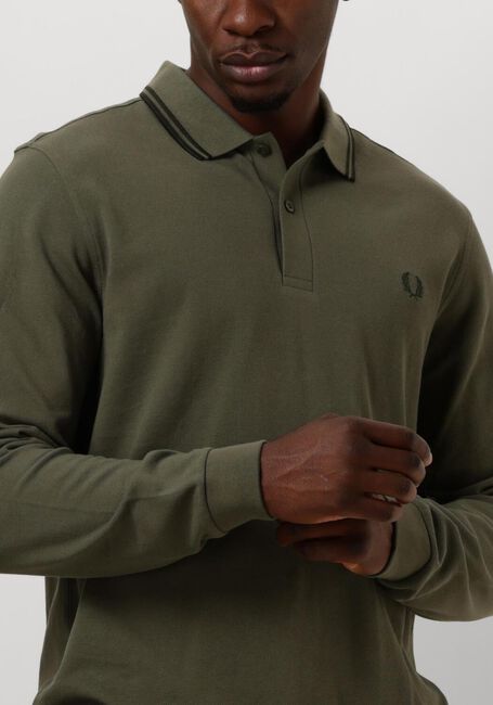 FRED PERRY Polo TWIN TIPPED FRED PERRY SHIRT LONG SLEEVE Vert foncé - large