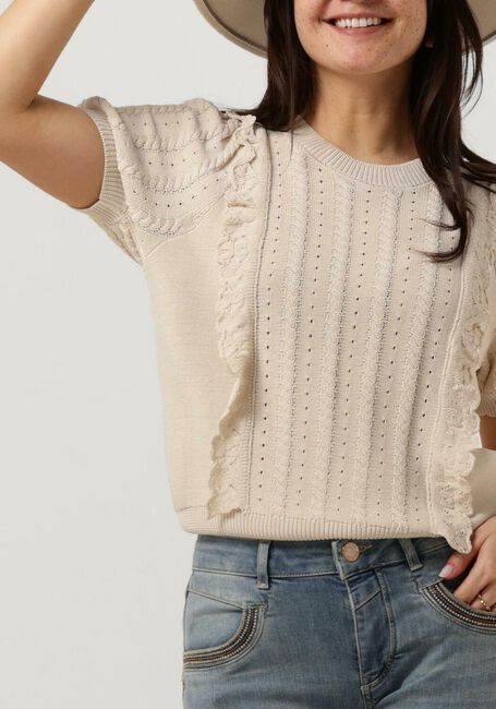 SUMMUM Pull SHORT SLEEVE SWEATER VISCOSE POLYAMIDE KNIT en blanc - large