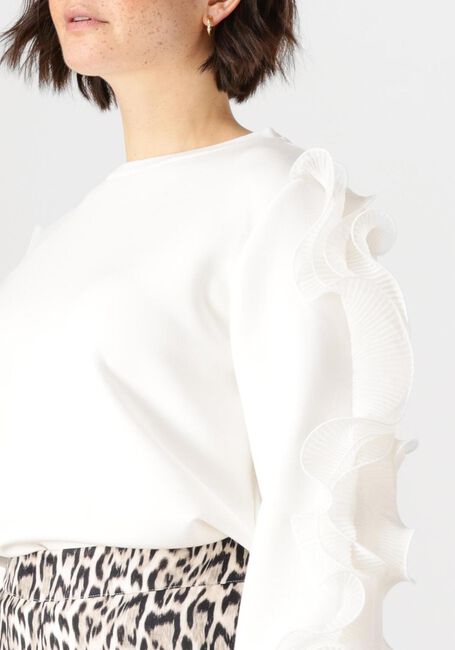 JANSEN AMSTERDAM Haut KALLIE TRUI SS 196 LONG SLEEVE RUFFLE en blanc - large