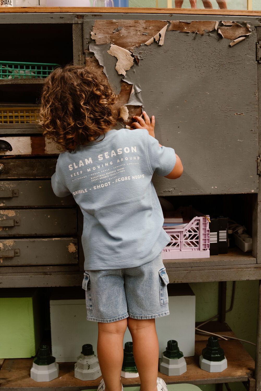 DAILY7 T-shirt T-SHIRT STRUCTURE PRINT Bleu clair - large