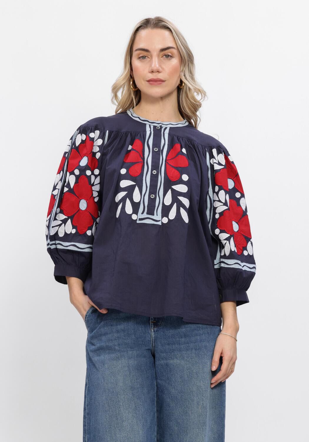 ANTIK BATIK OXO BLOUSE Blouses Bleu fonc&eacute; - large