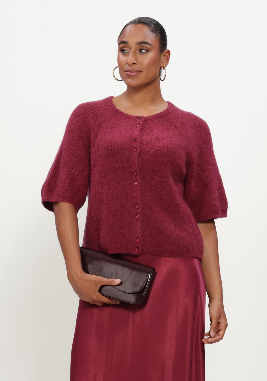 Bordeaux MSCH COPENHAGEN Trui MSCHBONDIE HOPE 2/4 CARDIGAN - large