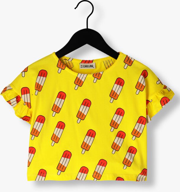 Gele CARLIJNQ T-shirt POPSICLE - FRILLED SHIRT - large