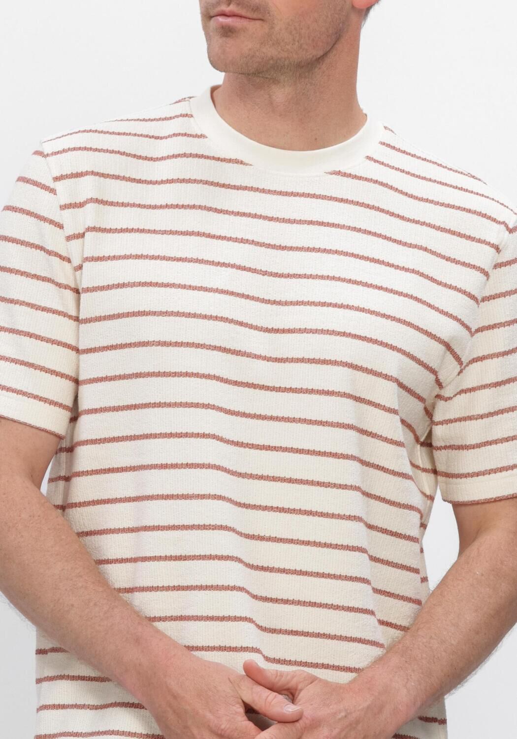 SELECTED MEN T-shirt SLHDJANGO STRIPE SS O-NECK TEE en beige - large