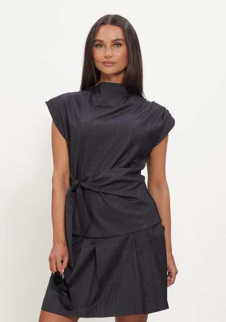 Donkergrijze CO'COUTURE Top ELORACC CHECK PLEAT TOP - large