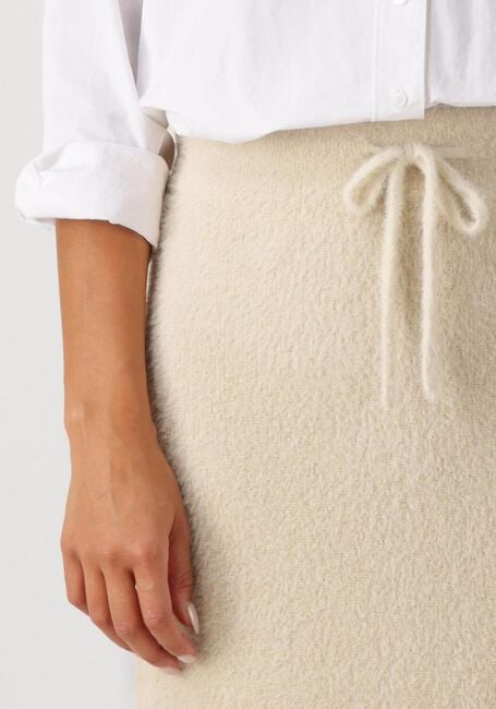 SIMPLE Jupe maxi KNIT-FEATHER-MET-25-3 Écru - large