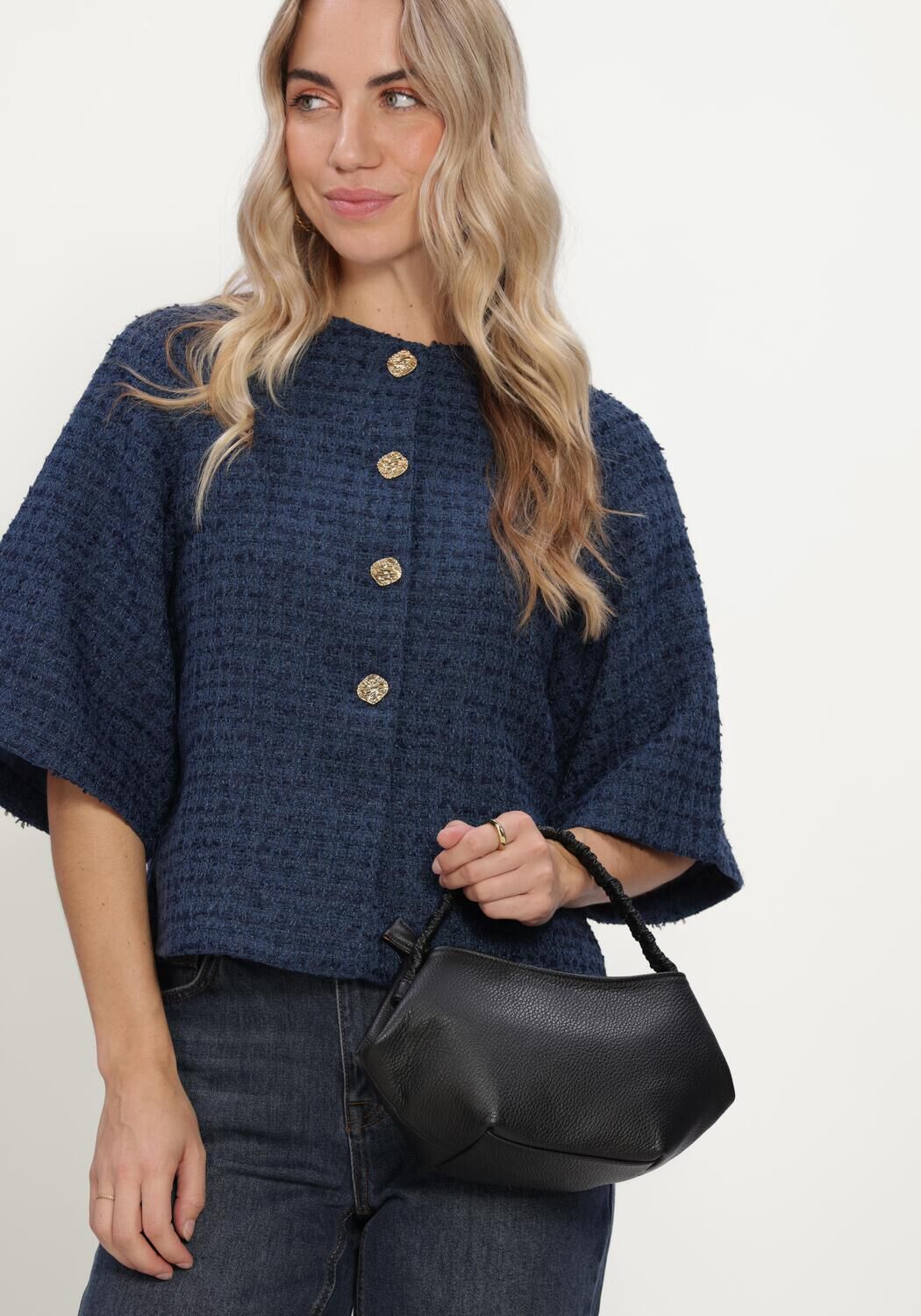Donkerblauwe NEO NOIR Jack ROSELLA BOUCLE MINI JACKET - large