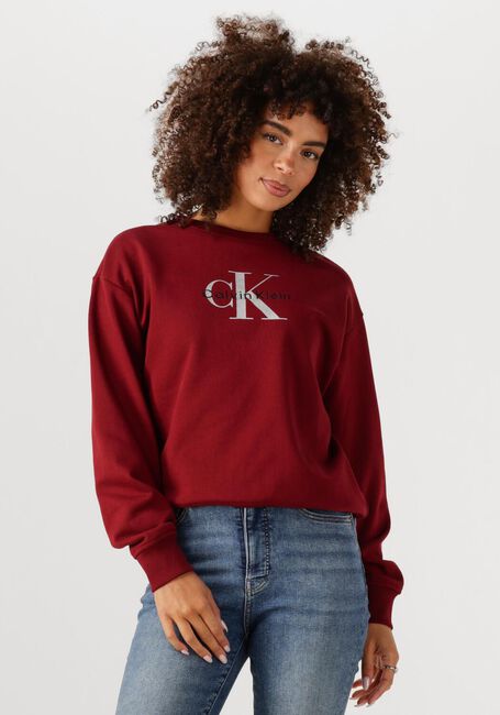 CALVIN KLEIN Pull LS MONOLOGO FRENCH TERRY RLXD CR Bordeaux - large